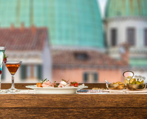 Fotografo Ristoranti a venezia con bella vista panoramica aperitivo in terrazza