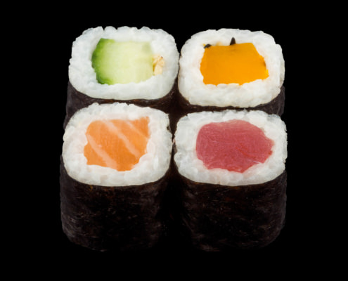 Servizio fotografico Sushi su Fondo Nero treviso